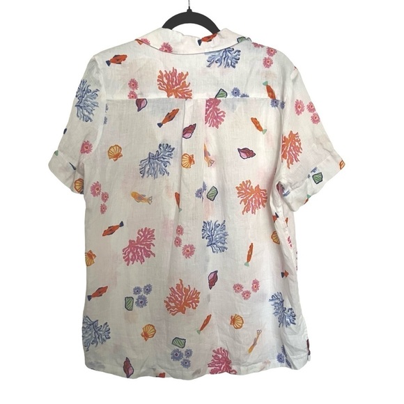 Seafolly White Under The Sea Beach 100% Linen Shirt and Shorts Set Medium - Picture 4 of 16